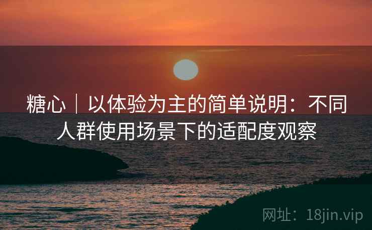 糖心｜以体验为主的简单说明：不同人群使用场景下的适配度观察